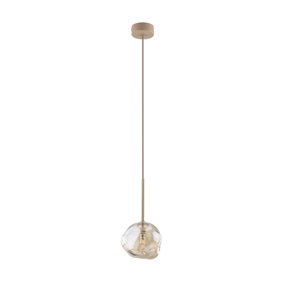 lampada a sospensione sfera di vetro cognac design moderno